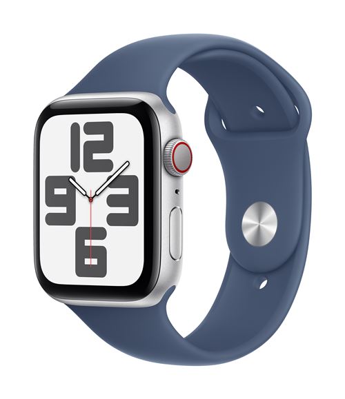 Apple Watch SE GPS 40 mm Boîtier en Aluminium Argent avec Bracelet Sport Denim S/M version 2024