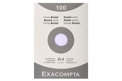 EXACOMPTA Fiches bristol, A4, quadrillé, blanc