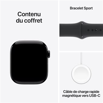 Apple Watch Series 10 GPS 42mm Boîtier en Aluminium Noir de Jais