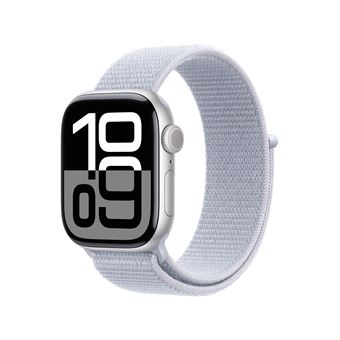 Apple Watch Series 10 GPS + Cellular 42 mm Silver Aluminium Case met Blauwe Solo Loop - 1