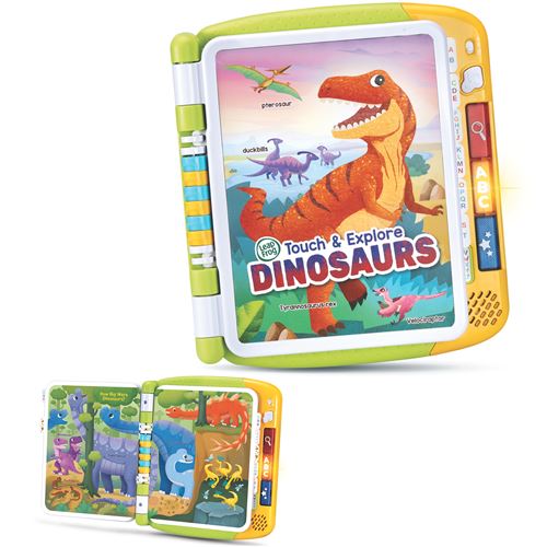 VTech Le Grand Livre Interactif des Dinosaures Imagier Sonore Livre Tactile Enfant Dinosaure Jouet Éducatif 14 Pages Illustrées et Interactives Cadeau Enfant Dès Contenu en Français