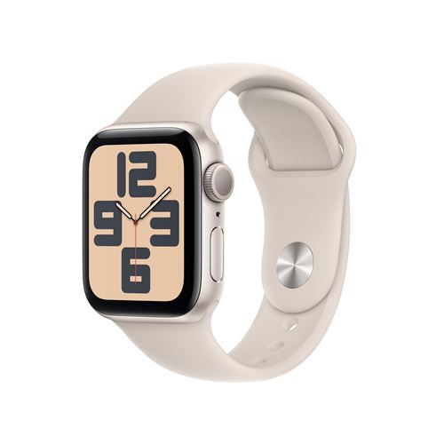 Apple Watch SE GPS 40 mm Boîtier en Aluminium Lumière Stellaire avec Bracelet Sport Lumière Stellaire M/L version 2024