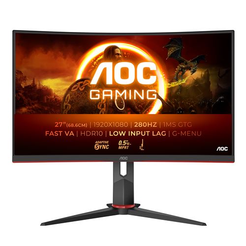 Ecran PC gaming Aoc C27G2Z3/BK 27 Incurvé 280 Hz Full HD Noir et Rouge