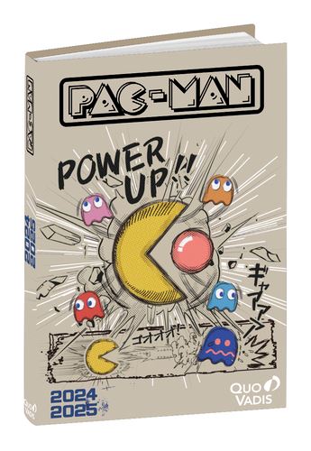 Agenda Scolaire Quo Vadis 2025-2026 - Journalier (1 Jour Par Page), Motif Pac-Man Rétro, Format 12x17 Cm - Papier Clairefontaine, Reliure Cousue