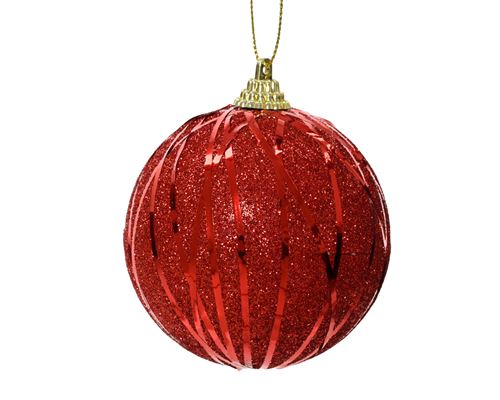 Boule de Noël Kaemingk Boule mousse paillettes Rouge