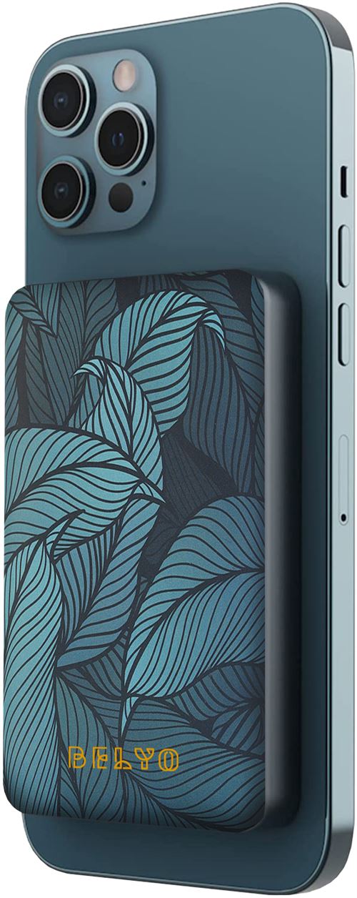 Batterie externe induction magnétique Belyo 5000 mAh Vert et noir
