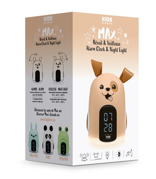 Réveil & Veilleuse Max le chien BIGBEN 3 mélodies Intensité lumineuse réglable Affichage heure - vue 2