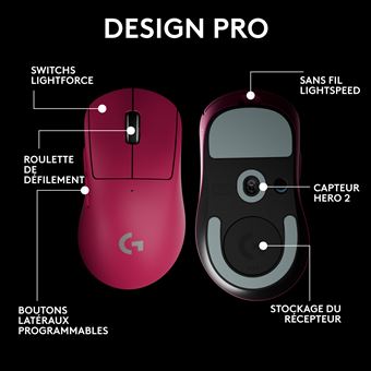 Souris gaming sans fil Logitech G PRO X SUPERLIGHT 2 DEX Lightspeed Rose