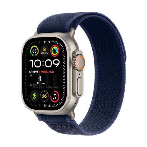 Apple Watch Ultra 2 GPS + Cellular 49 mm Boîtier en Titane Naturel avec Boucle Trail Bleu M/L version 2024
