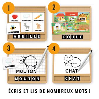 HEADU – Écriture Guidée Letterine – Apprendre à Lire Et écrire Dès 3 Ans, Alphabet Et Mots, Avec Marqueur Effaçable, Fabriqué En Italie