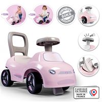 Turbo Challenge – Porteur électrique Fiat 500 Rose – Télécommandé 3 Km/h – Chargeur USB – De 3 à 6 Ans – 30 Kg Max