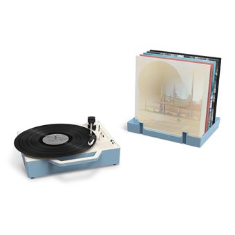 Victrola Plaza Chaine Stéréo 4-en-1 - Platine Vinyle Bluetooth - Cuir Bleu