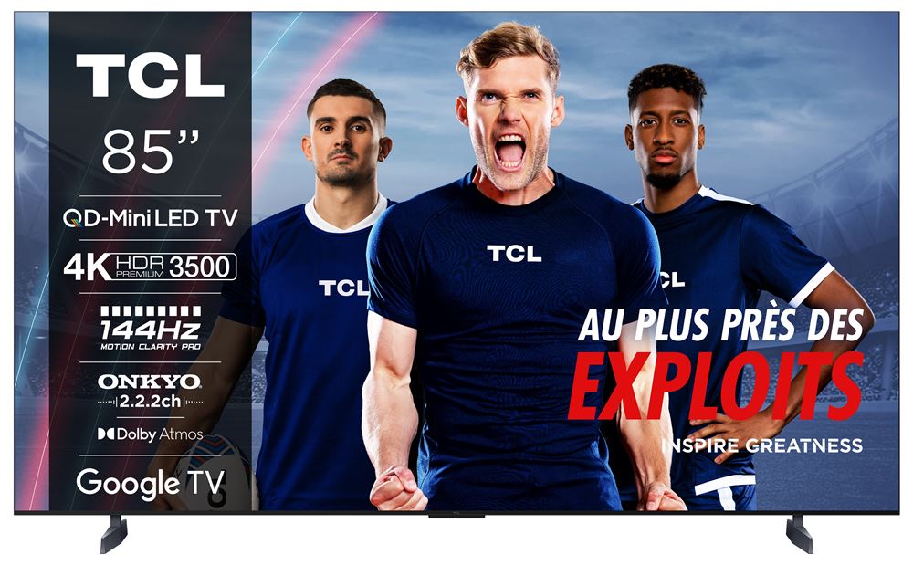 TV QD MiniLED Tcl 85C89B 215 cm 4K UHD 2024 Aluminium brossé TV LED/LCD Achat & prix fnac