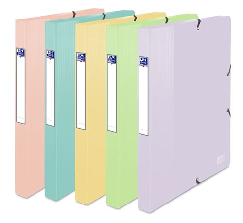 OXFORD Boîte Capacite Standard School Life 24x32cm Dos 25mm avec Elastique Couverture Polypro Coloris Pastels