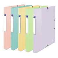 Boîte de classement Oxford Capacité Standard School Life 24 x 32 cm Dos 25 mm avec Elastique Couverture Polypro Pastels Modèle aléatoire