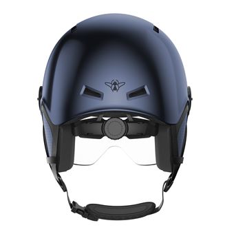 CASR Casque Urbain L (58-61cm) – EPI Certifié, Visière Amovible, Caches-oreilles, Finition Métallisée Bleue