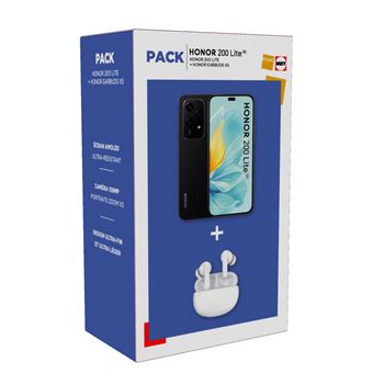 Pack Smartphone Honor 200 Lite 6,7" 5G Double nano SIM 256 Go Noir minuit + Earbuds X5 FNAC - 1