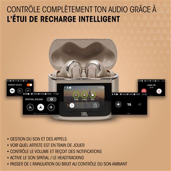 JBL Tour Pro 3 Champagne, ecouteurs sans fil a reduction de bruit et etui intelligent