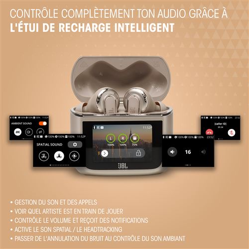 JBL – Ecouteurs intra-auriculaires sans fil Bluetooth JBL Tour Pro 3 avec réduction de bruit Gold JBL – Ecouteurs intra-auriculaires sans fil Bluetooth JBL Tour Pro 3 avec réduction de bruit Gold