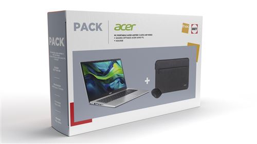 Pack Pc Portable Acer Aspire 3 15 A315-44P-R0Ks 15,6" Amd Ryzen™ 7 16 Go Ram 512 Go Ssd Gris + Housse + Souris Optique Sans Fil