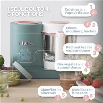Robot préparation bébé avec 2 portions et 2 cuillères Béaba Babycook Néo  Vert - Produits bébés
