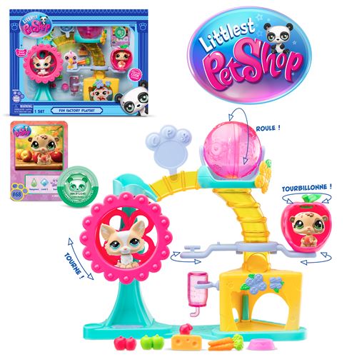 BANDAI Littlest Pet Shop Coffret Fun Factory Ensemble de jeu avec 2 animaux décor et accessoires BF00519 - vue 3