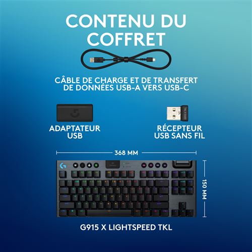 Clavier Mécanique Gaming Sans Fil Onlan RGB Noir AZERTY Pour Joueurs