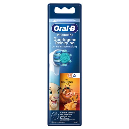 Pack de 4 brossettes dentaires de rechange Oral B Pro Kids Roi Lion pour brosse à dents électriques