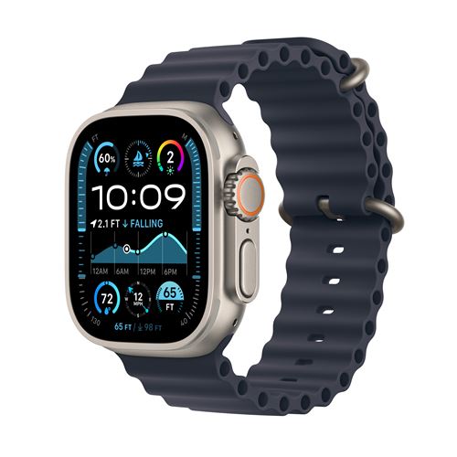 Apple Watch Ultra 2 GPS + Cellular 49 mm Boîtier en Titane Naturel avec Bracelet Ocean Marine version 2024