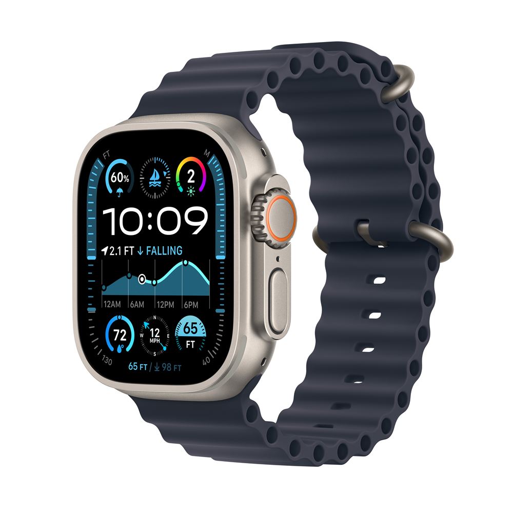 Apple Watch Ultra Gps Cellular Mm Bo Tier En Titane Naturel Avec Bracelet Ocean Marine