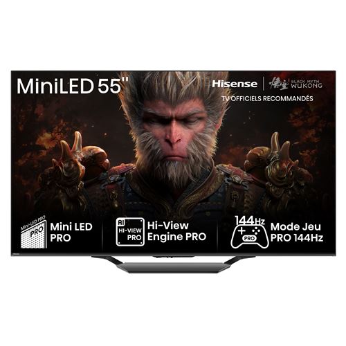 TV Mini LED QLED Hisense 55U79NQ 139 cm 4K UHD 2024 Gris anthracite