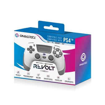 Manette sans fil Oniverse Revolt pour PS4 PC et Mobile Bluetooth Blanc Lune