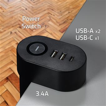 Multiprise de bureau 3 en 1 Onlan Smart Socket Noir