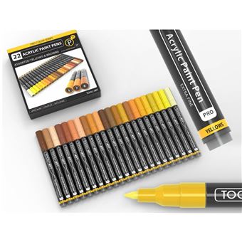Set de 22 Marqueurs Acryliques Oz International Tooli Couleurs Jaune et Marron Effaçables 7 mm