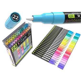 Set Confetti de 24 Marqueurs Acryliques Oz International Tooli Couleurs Vives Effaçables