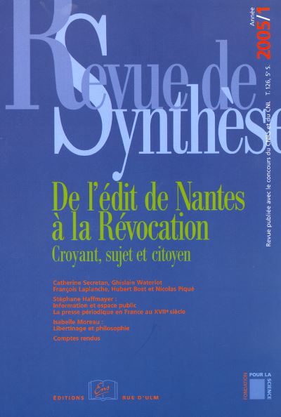 Revue de Synthese 2005 / 1