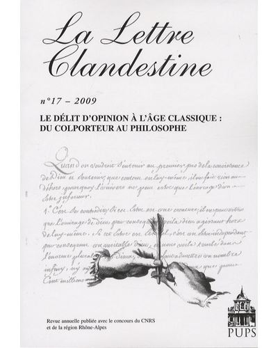 Delit d'opinion a l'age classique Du colporteur au p