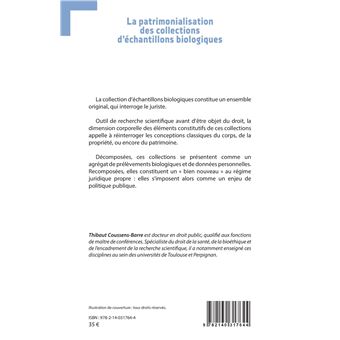 La patrimonialisation des collections d'échantillons biologiques