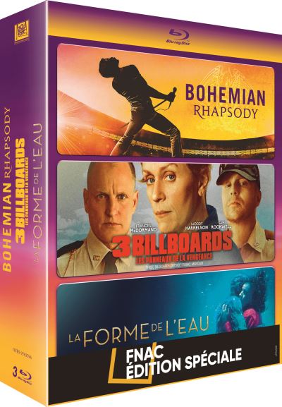 Coffret Bohemian Rhapsody, 3 Billboards et La Forme de l'eau Edition Spéciale Fnac Blu-ray