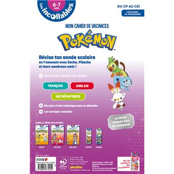Les incollables - Cahier de vacances Pokémon - Du CP au CE1 - 6-7 ans