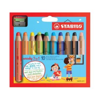 STABILO woody 3 in 1 - crayon de couleur pointe large - bleu cyanine Pas Cher | Bureau Vallée