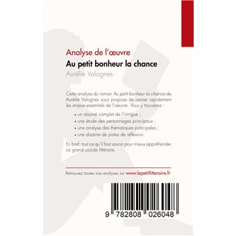 Au petit bonheur la chance d'Aurélie Valognes (Analyse de l'oeuvre)