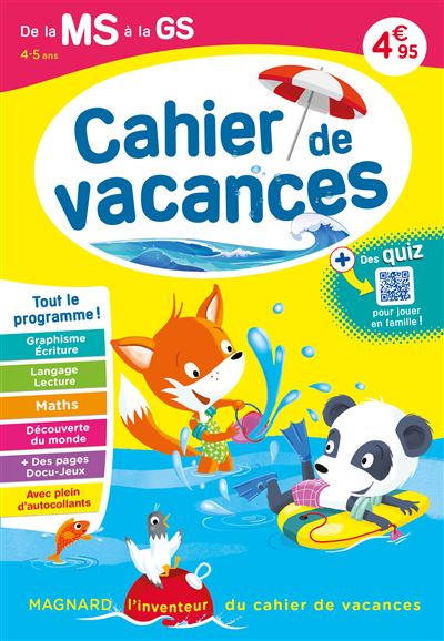 Cahier de vacances été 2020 de la MS à la GS 4-5 ans