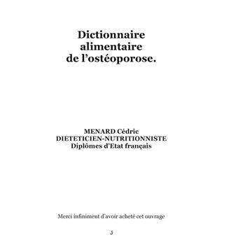 Dictionnaire alimentaire de l'ostéoporose