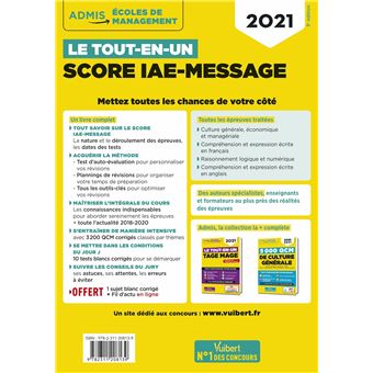 Le tout-en-un Score IAE-MESSAGE - Plus de 3200 QCM - 11 tests blancs - fil d'actu offert