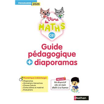 Vivre les maths - CE1 - Guide pédagogique + Diaporamas - Programme 2025