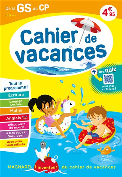 Cahier de vacances été 2020 de la GS vers le CP 5-6 ans