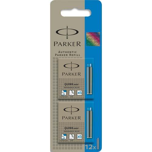 PARKER 12 CARTOUCHES MINI QUINCK BLEU