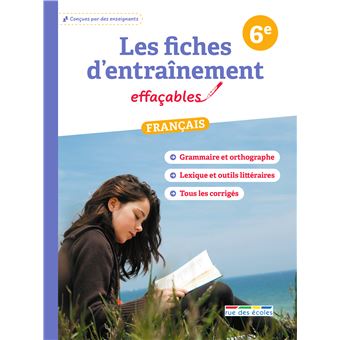 Les fiches d'entraînement effaçables français 6e