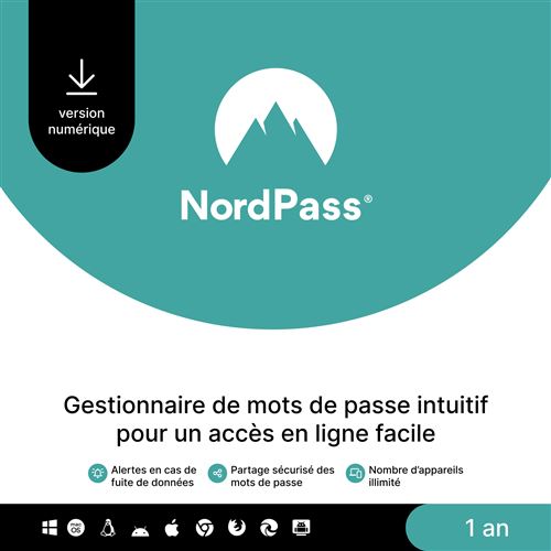 Gestionnaire de mots de passe NordPass 1 an